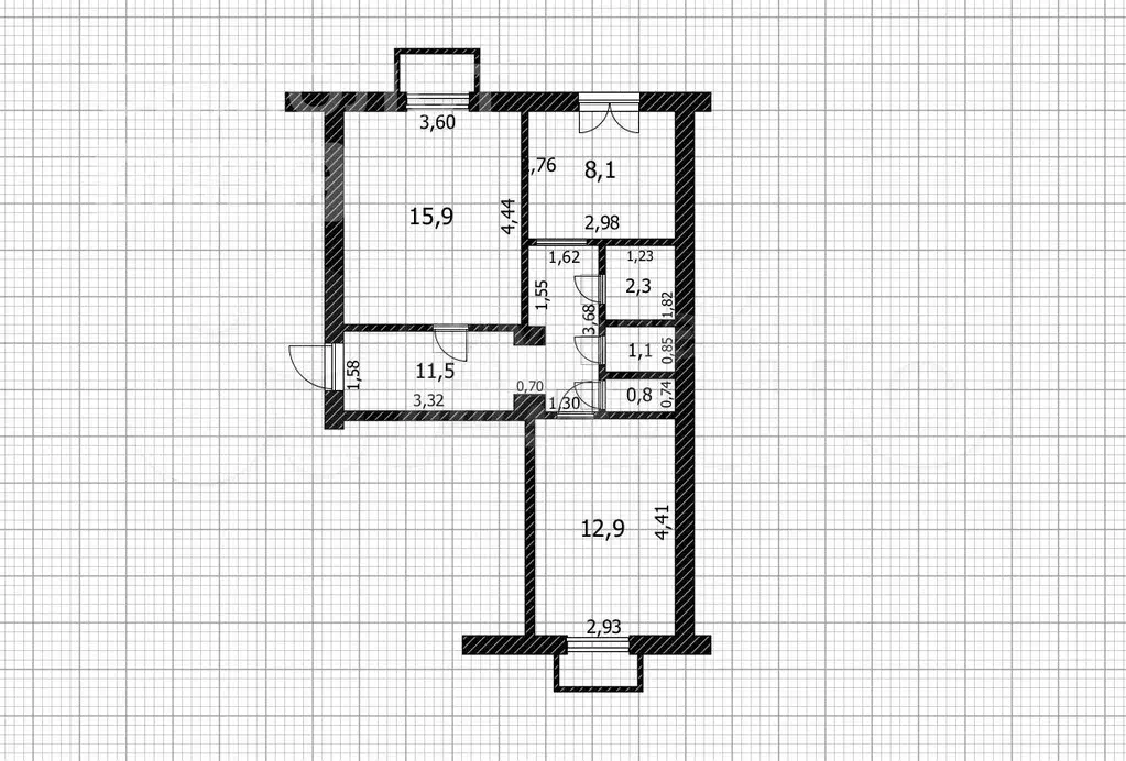 2-к. квартира, 52,6 м, 2/3 эт. - Фото 0