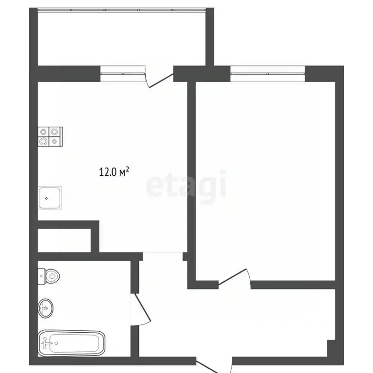 1-к кв. Тюменская область, Тюмень ул. Парада Победы, 7 (32.8 м) - Фото 2
