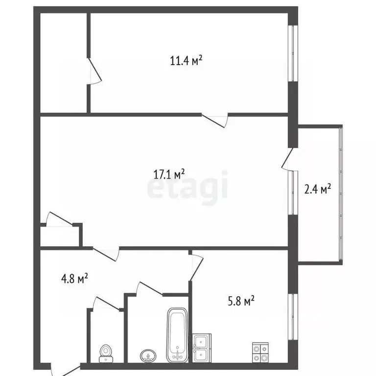 2-к кв. Санкт-Петербург ул. Карпинского, 28К3 (44.6 м) - Фото 2