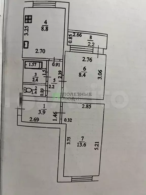 2-к. квартира, 43 м, 2/3 эт. - Фото 0