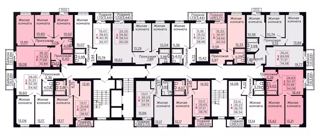 3-к квартира, 71.41 м - Фото 1