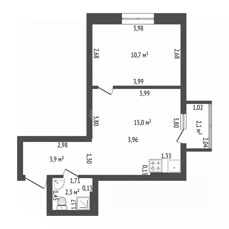 2-к кв. Башкортостан, Уфа ул. Пугачева, 35/1 (31.9 м) - Фото 2