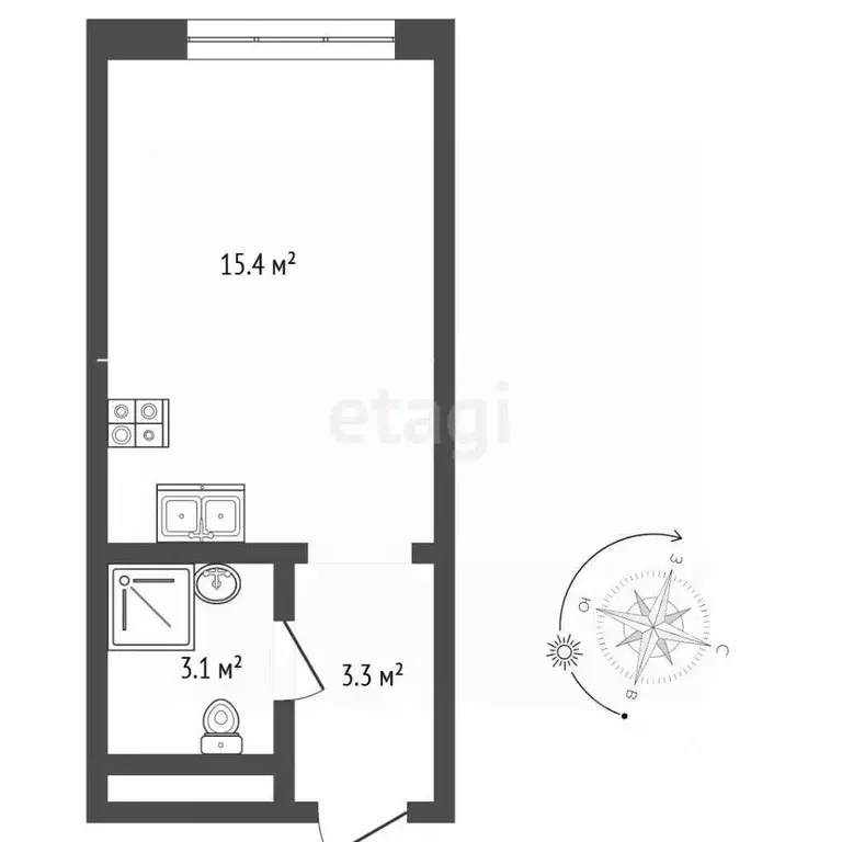 Студия Москва Ильменский проезд, 4к1 (21.8 м) - Фото 2