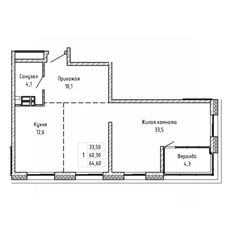 3-к кв. Приморский край, Владивосток Днепровская ул., 25к5 (64.6 м) - Фото 1