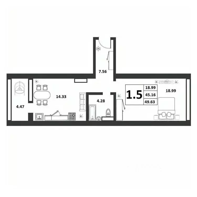1-к кв. Новгородская область, Великий Новгород ул. Якова Павлова, 15 ... - Фото 0