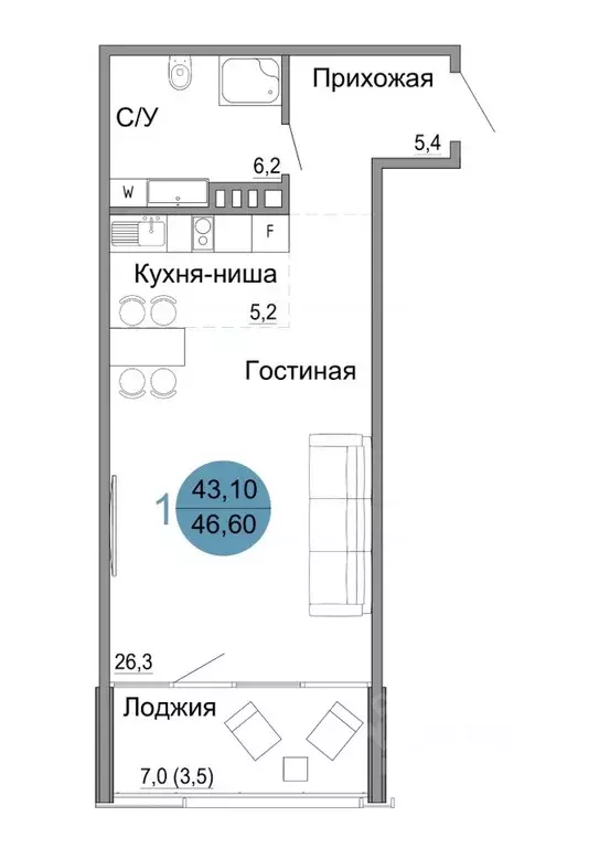 1-к кв. Крым, Керчь Белый город жилой комплекс (46.6 м) - Фото 0