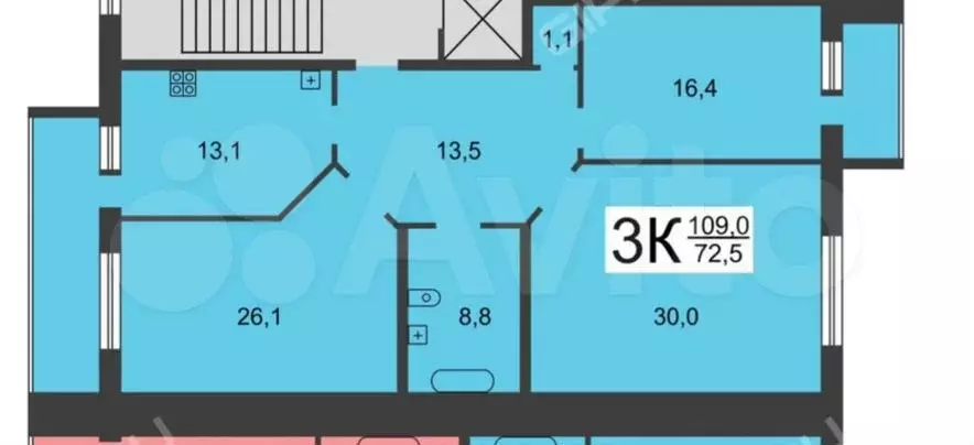 3-к. квартира, 110 м, 2/6 эт. - Фото 0