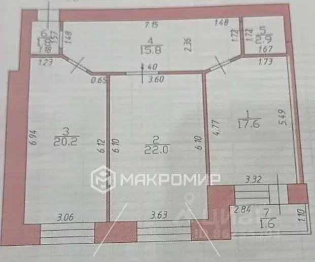 2-к кв. Татарстан, Казань Спортивная ул., 3 (80.3 м) - Фото 2