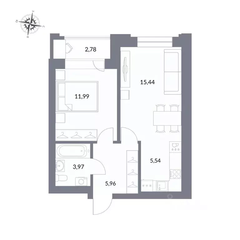 2-к кв. Новосибирская область, Новосибирск ул. Державина, 50 (42.9 м) - Фото 0