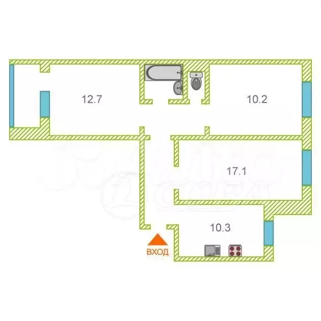 3-к. квартира, 67 м, 8/9 эт. - Фото 0