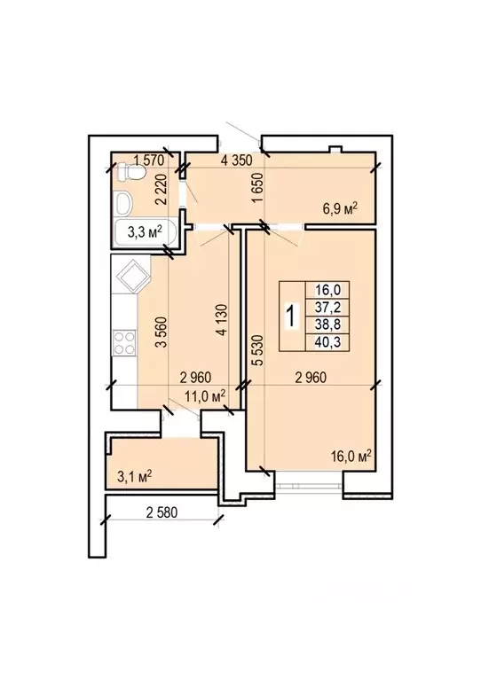 1-к кв. Саратовская область, Энгельс Новобазарная ул., 4 (40.3 м) - Фото 1