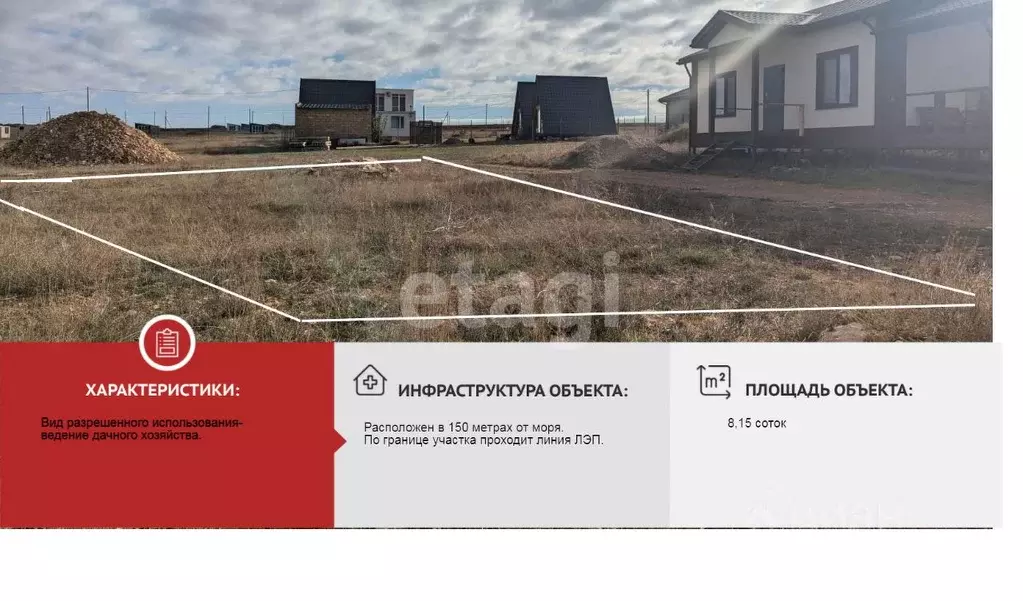 Участок в Крым, Черноморское пгт пер. Севастопольский (8.15 сот.) - Фото 2