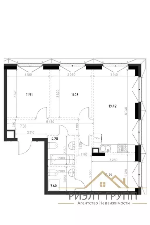 3-комнатная квартира: Казань, улица Дулата Али, 13 (75 м) - Фото 2