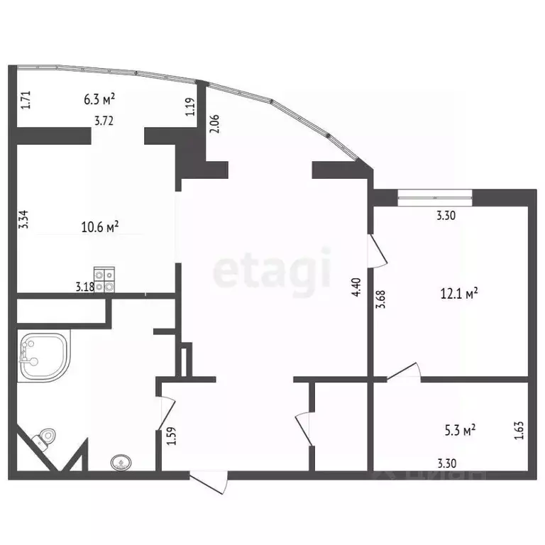 2-к кв. Московская область, Люберцы ул. 8 Марта, 59 (74.0 м) - Фото 2