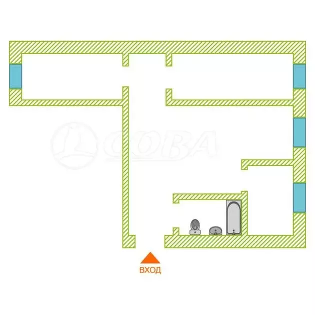 3-комнатная квартира: Тюмень, улица Республики, 156 (55 м) - Фото 1