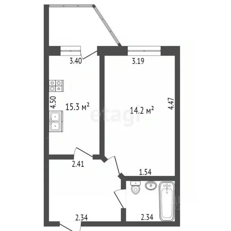 1-к кв. Тамбовская область, Тамбов ул. Сенько, 26Ак1 (39.6 м) - Фото 1