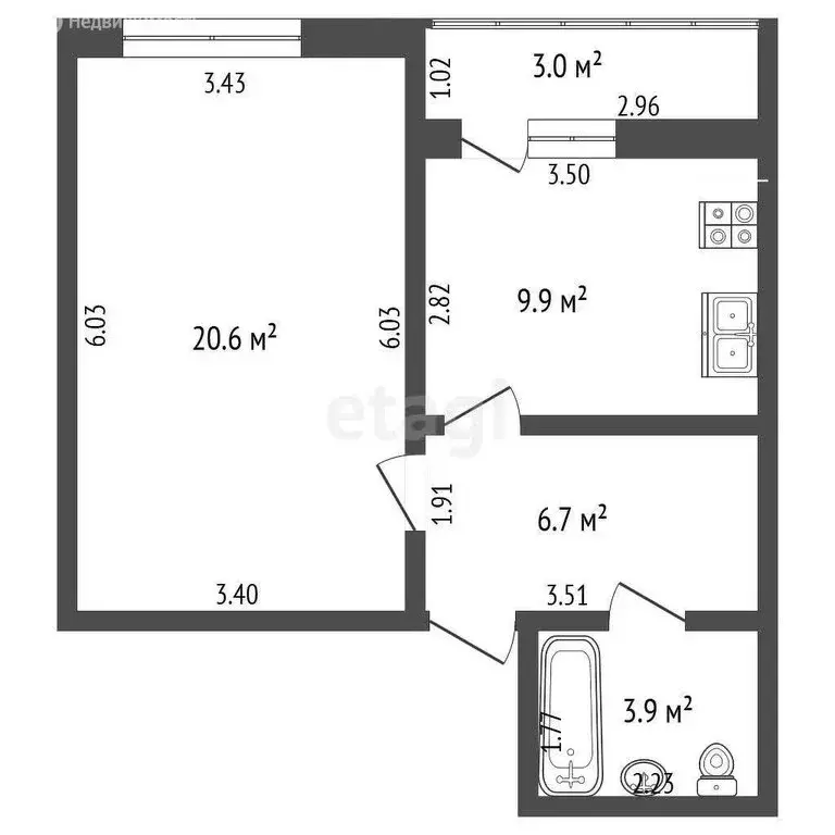 1-комнатная квартира: Мариинский, Хвойная улица, 20 (41.1 м) - Фото 0