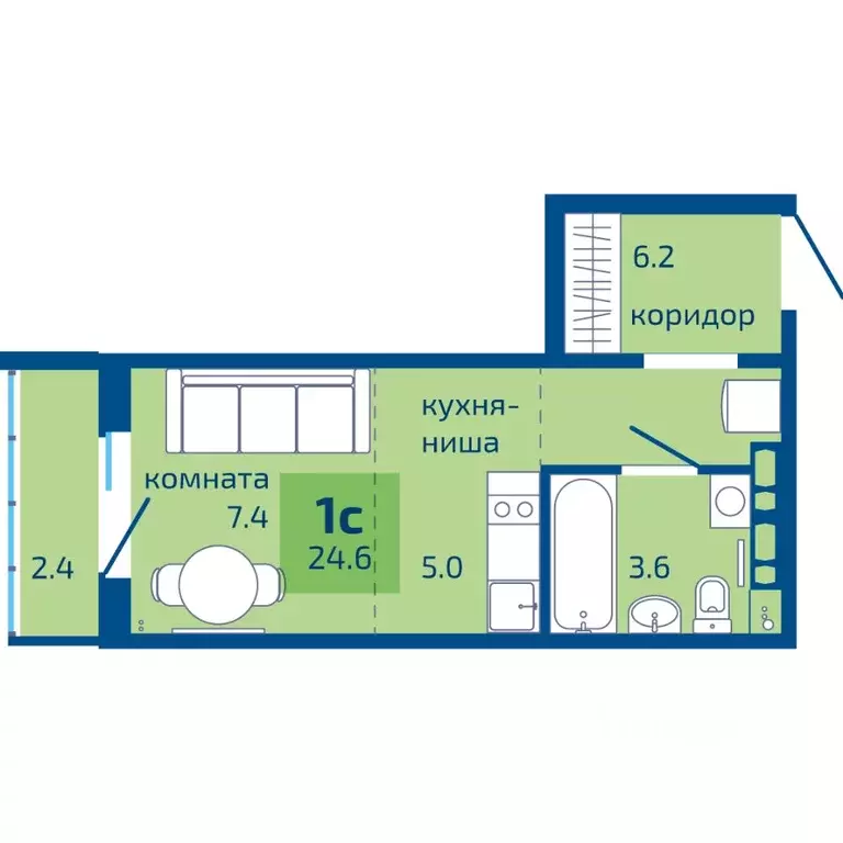Студия Пермский край, Пермь ул. Старшего Лейтенанта Гачегова, 1 (24.6 ... - Фото 1