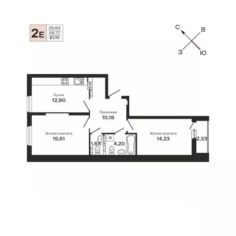 2-к кв. Свердловская область, Екатеринбург ул. Очеретина, 16 (61.1 м) - Фото 0