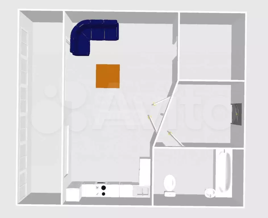 1-к. квартира, 35,8 м, 4/9 эт. - Фото 1