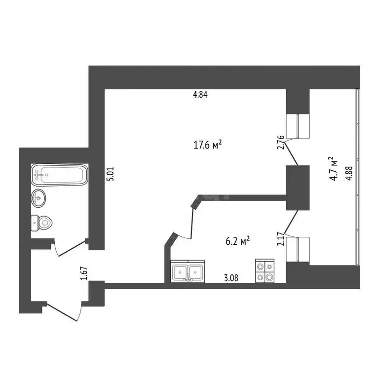 1-комнатная квартира: Тюмень, улица Шишкова, 19 (30 м) - Фото 1