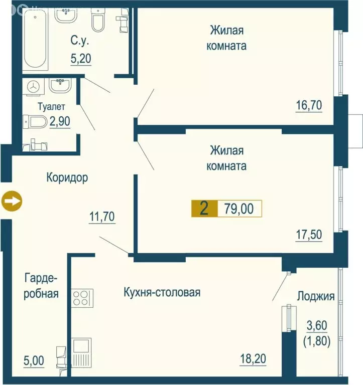 2-комнатная квартира: Екатеринбург, улица Сварщиков (80.8 м) - Фото 0
