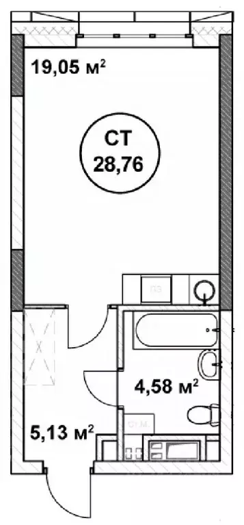 Студия Нижегородская область, Нижний Новгород ул. Родионова (28.76 м) - Фото 1