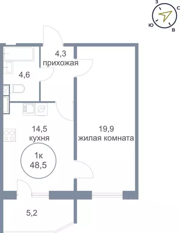 1-к кв. Ханты-Мансийский АО, Сургут тракт Югорский, 54/1 (48.3 м) - Фото 0