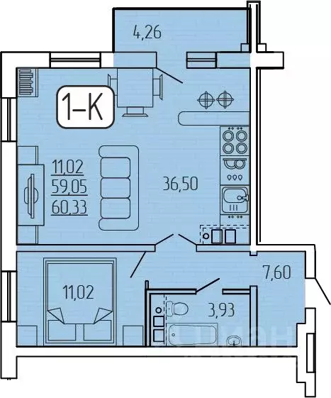 2-к кв. Бурятия, Улан-Удэ ул. Алдара Цыденжапова (60.33 м) - Фото 1
