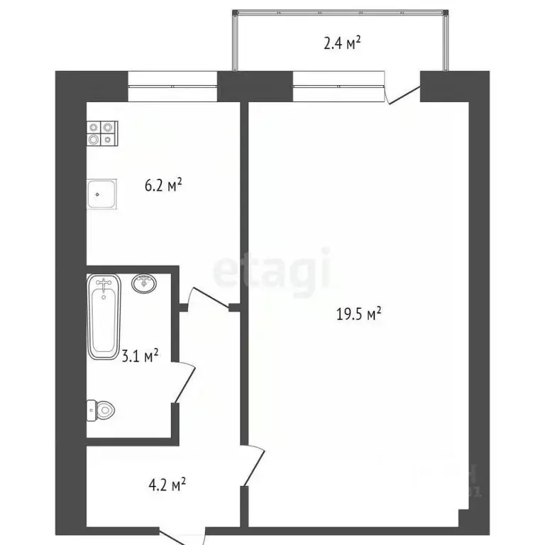 1-к кв. Ростовская область, Ростов-на-Дону ул. Кулагина, 17/1 (32.0 м) - Фото 1