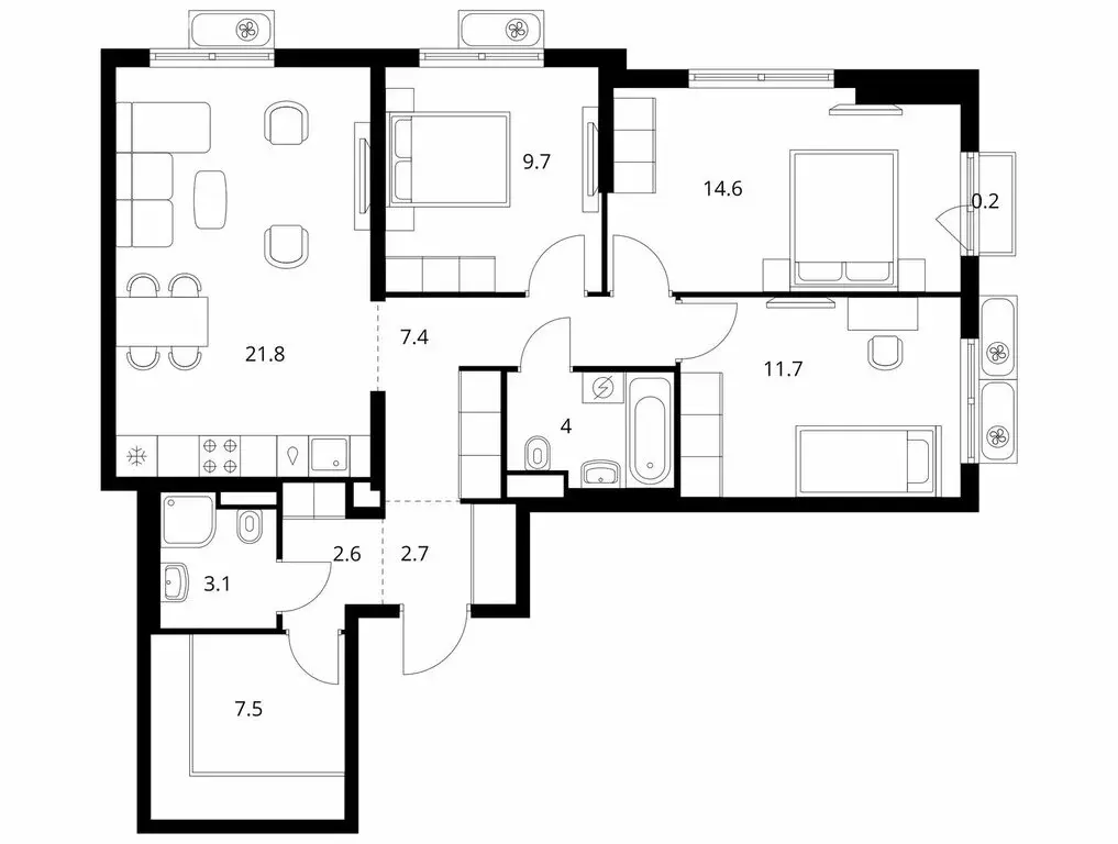 3-комнатная квартира: Мытищи, жилой комплекс Яуза Парк, к11 (85.3 м) - Фото 1
