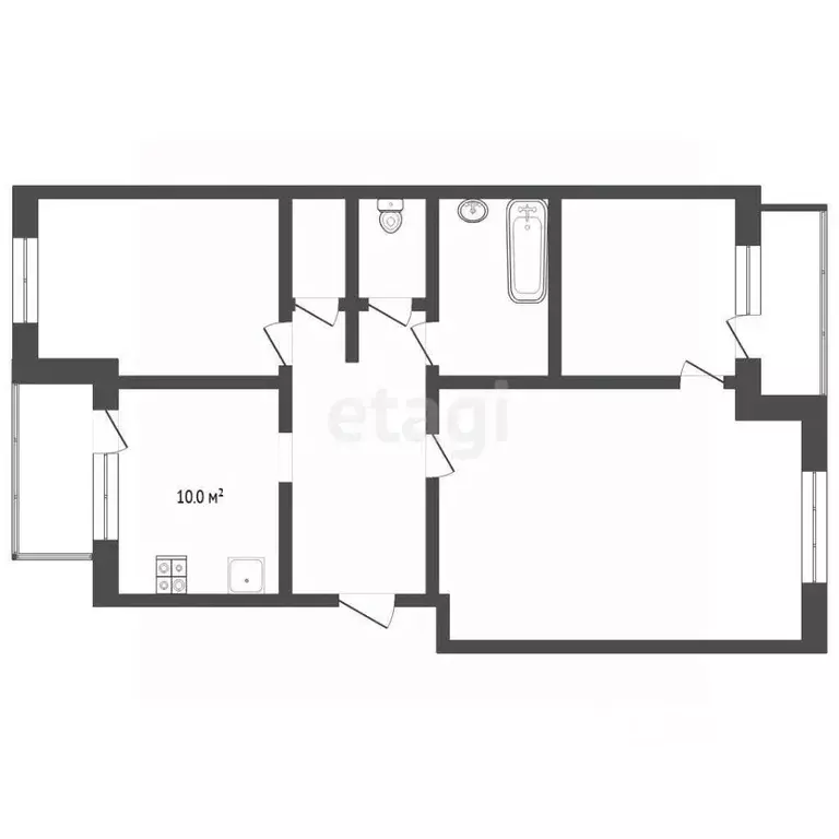 3-к кв. Тюменская область, Тюмень ул. Космонавтов, 6к1 (65.9 м) - Фото 2