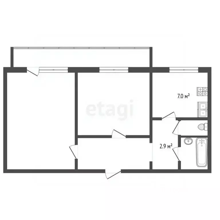2-к кв. Крым, Евпатория ул. Чапаева, 28Г (57.3 м) - Фото 2