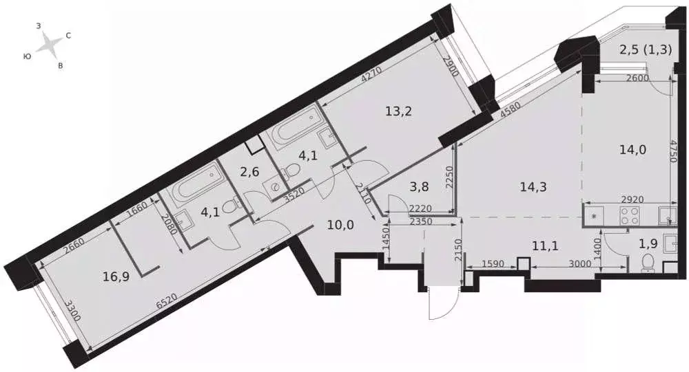 3-к кв. Москва ул. Академика Волгина, 2К1 (97.3 м) - Фото 1
