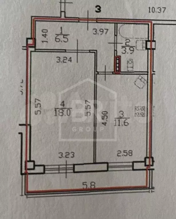 1-к. квартира, 40 м, 2/17 эт. - Фото 0