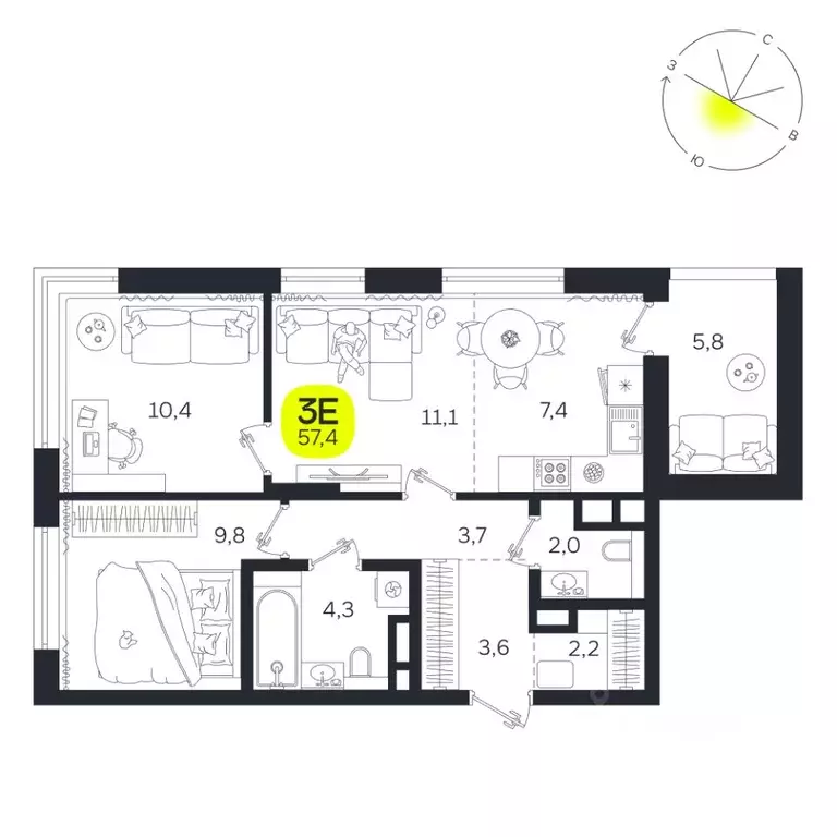 3-к кв. Свердловская область, Екатеринбург Южная Ботаника жилрайон, ... - Фото 1