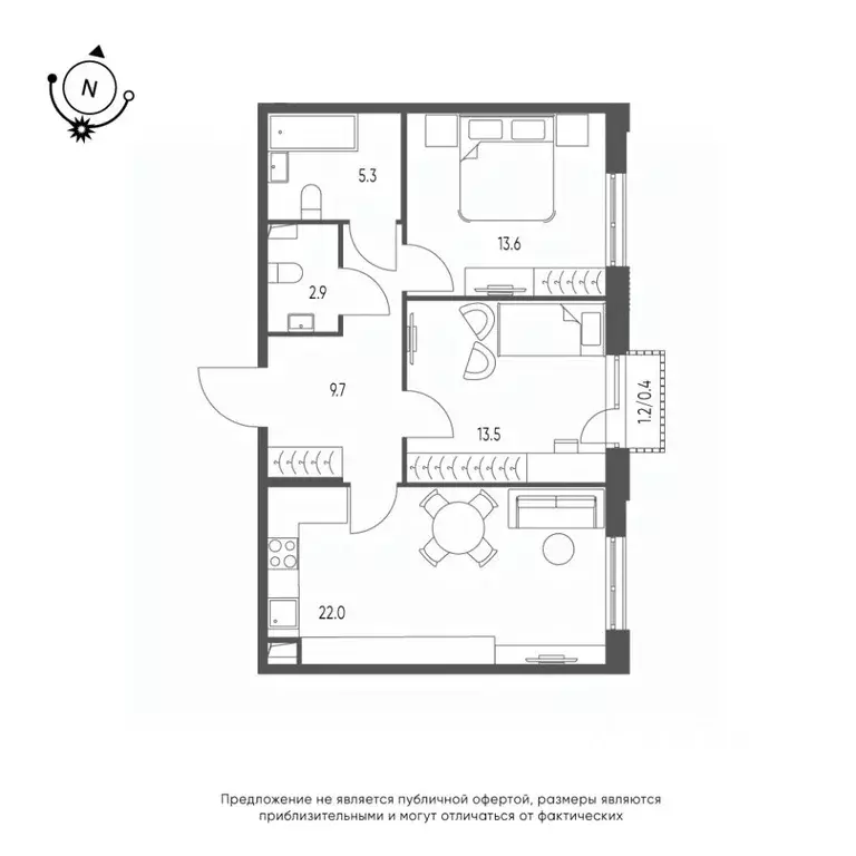 2-к кв. Омская область, Омск Зеленая река мкр, 13 (67.4 м) - Фото 0