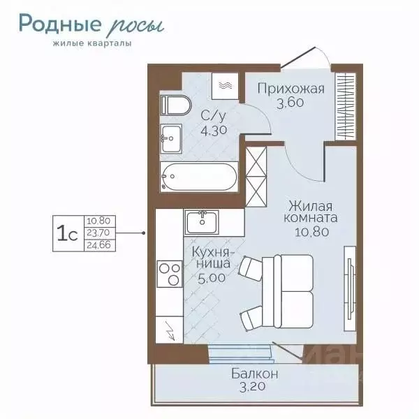 1-к кв. Пермский край, Пермский муниципальный округ, с. Фролы ул. ... - Фото 1