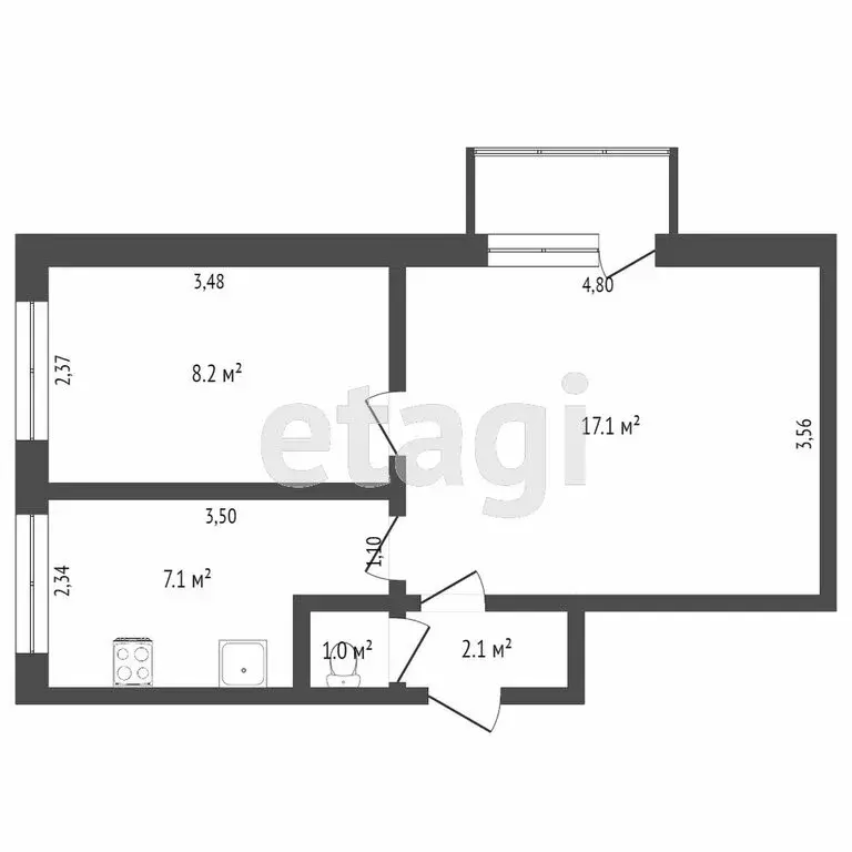 2-комнатная квартира: Ишим, Привокзальная площадь, 9 (35 м) - Фото 1