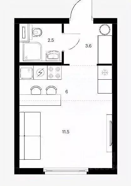 Студия Московская область, Мытищи Юбилейная ул., 6 (23.0 м) - Фото 1