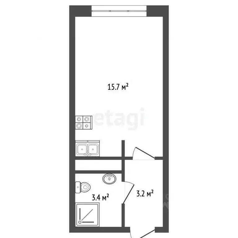 Студия Московская область, Одинцово Северная ул., 5к4 (39.0 м) - Фото 1