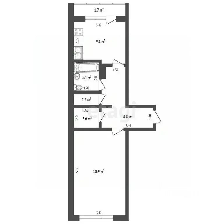 1-к кв. Мордовия, Саранск ул. Маринина, 19 (46.4 м) - Фото 2