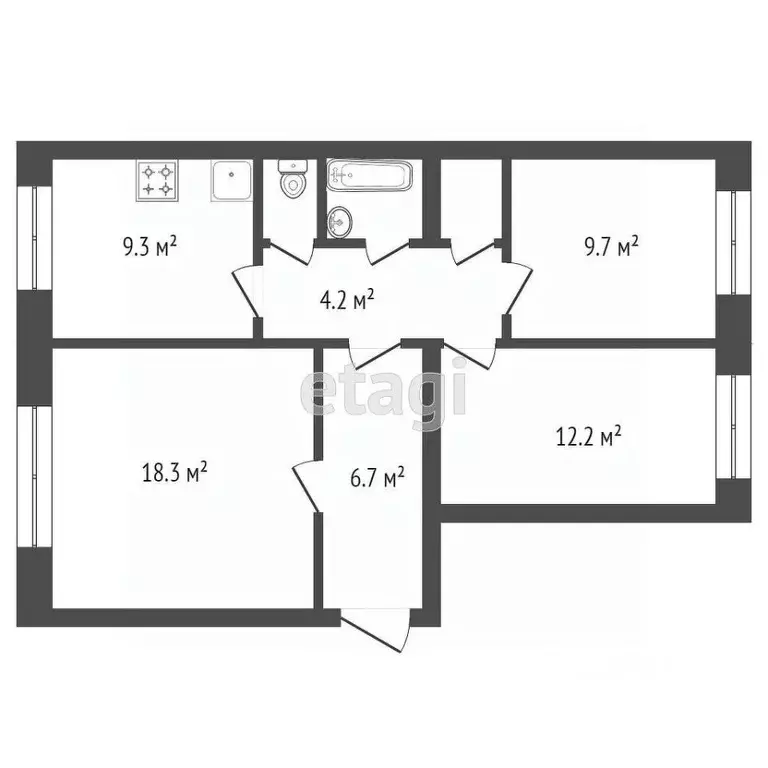 3-к кв. Красноярский край, Красноярск Северо-Енисейская ул., 52 (65.4 ... - Фото 2