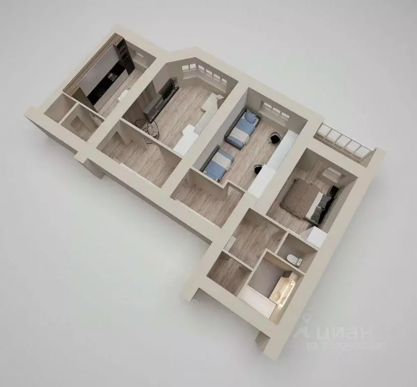 Квартира, 3 комнаты, 91 м - Фото 1