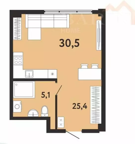 Квартира-студия: Ялта, Киевская улица, 44 (30.5 м) - Фото 0