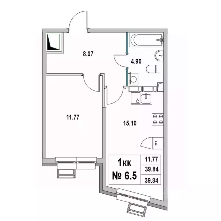 1-к кв. Ленинградская область, Выборг ул. 2-я Южная, 4 (39.84 м) - Фото 1