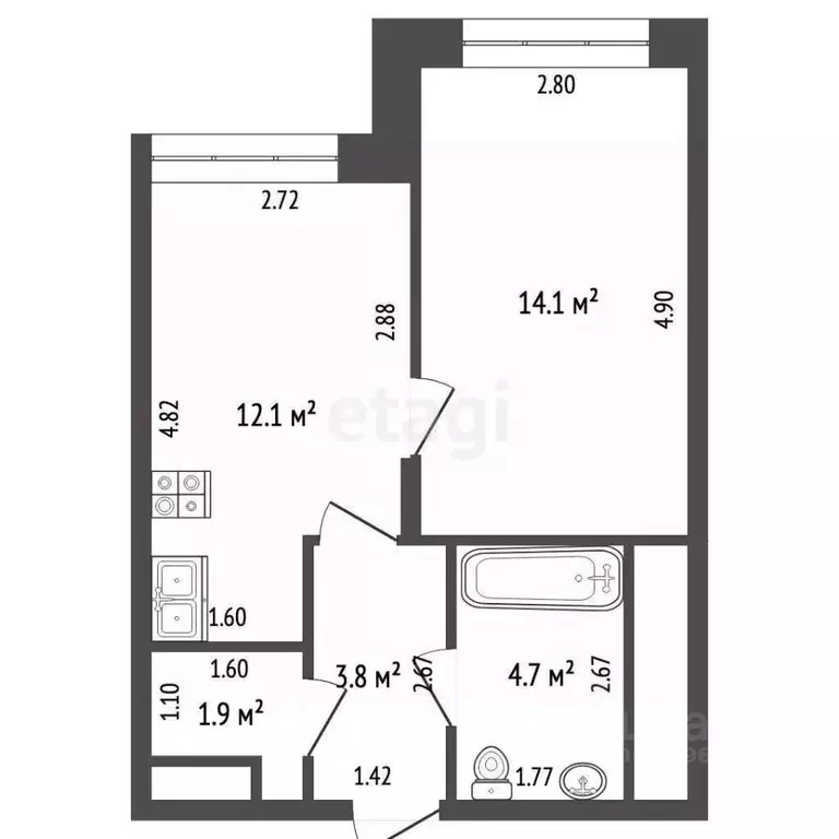 1-к кв. Москва ул. 1-я Ватутинская, 14к2 (36.4 м) - Фото 2