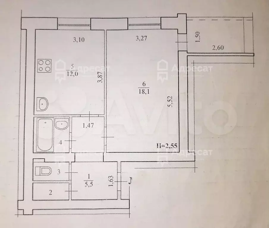 1-к. квартира, 40,9 м, 2/9 эт. - Фото 0