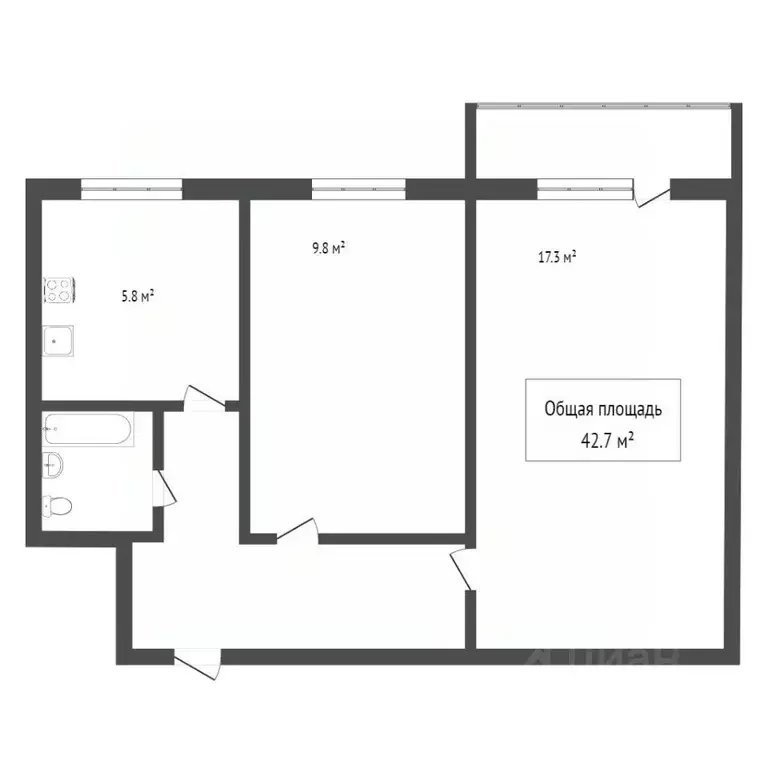 2-к кв. Томская область, Томск просп. Мира, 1 (53.6 м) - Фото 2