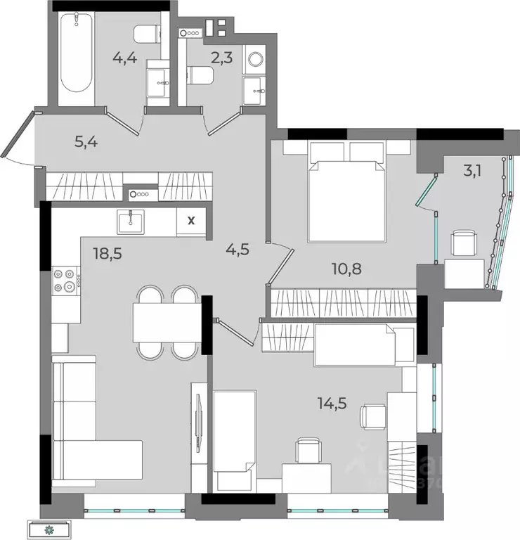 2-к кв. Удмуртия, Ижевск Северо-Западный жилрайон, 2-й мкр, Новый ... - Фото 1